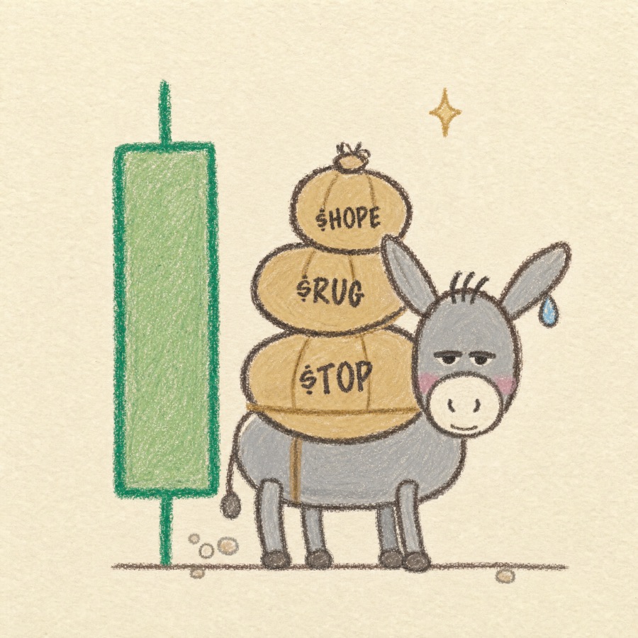 The donkey beside one tall green candle, smiling very slightly